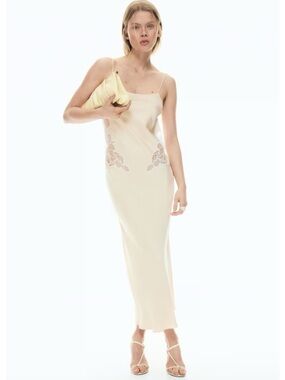 H&M Lace Detail Satin Dress with Scarf - size M - NWT